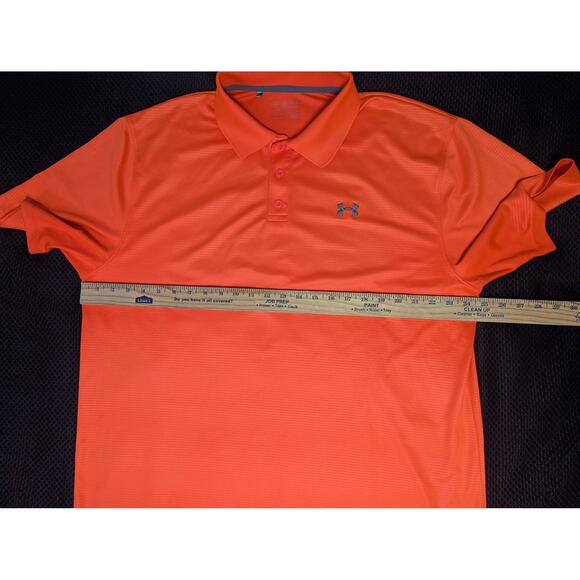 Under Armour Polo Shirt Mens XL Orange Loose Fit Golf Athletic Performance Logo - Picture 5 of 7